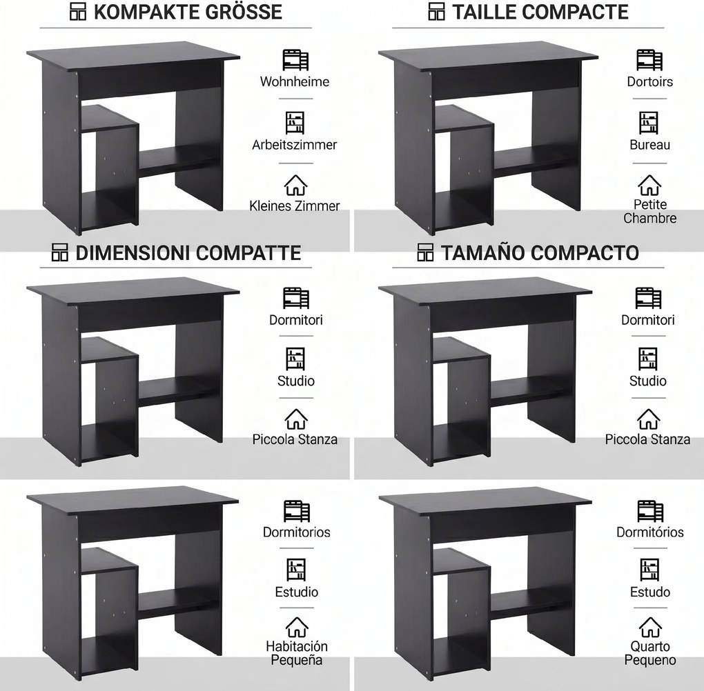 HOMCOM Birou pentru Calculator cu Raft pentru Unitate Centrală și Raft Detașabil pentru Tastatură, 80x45x75 cm, Negru | Aosom Romania
