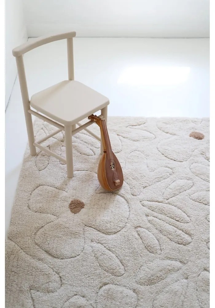 Covor pentru copii crem lavabil țesut manual din bumbac 120x180 cm Gentle Flora – Nattiot