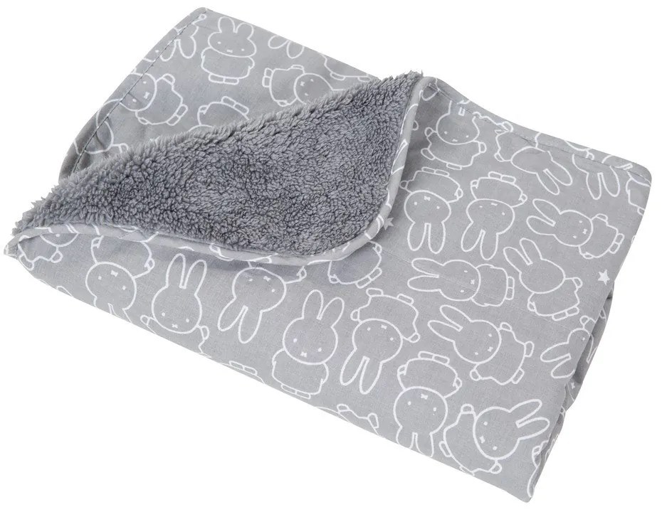 Pătură pentru copii gri din micropluș/cocolino 80x80 cm Miffy – Roba
