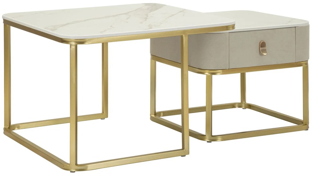 Mauro Ferretti Set De 2 Măsuțe De Cafea Beauty, 70 X 70 X 48 Cm Și 50 X 50 X 43,5 Cm | Aosom Romania