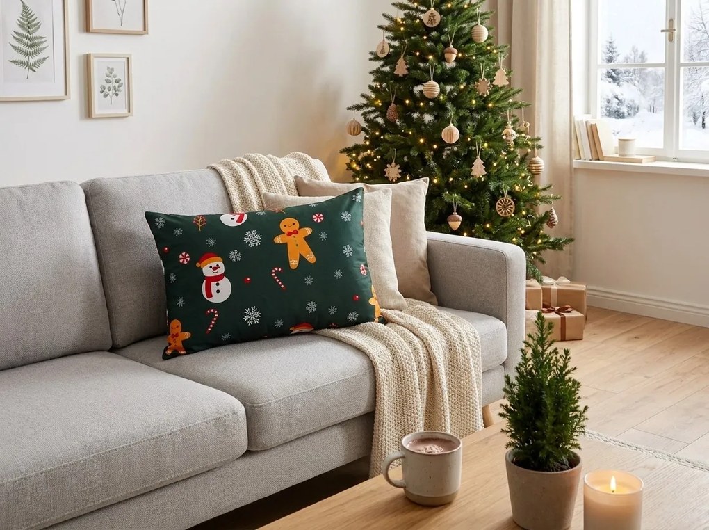 Fata de perna din bumbac OM DE ZAPADA SI TURTA DULCE 50x70 cm, verde