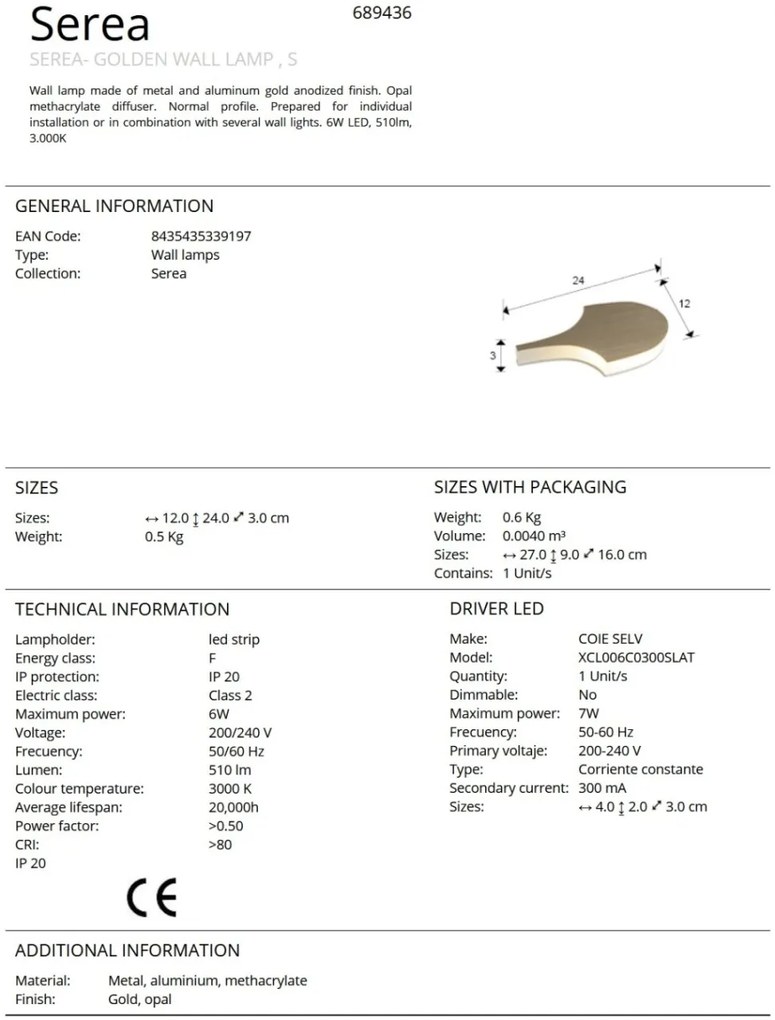 Aplica LED de perete design decorativ Serea S