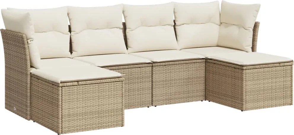 vidaXL Set canapele de grădină cu perne, 6 piese, bej, poliratan