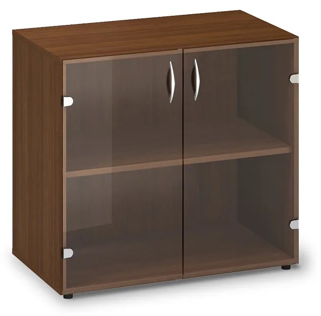 Dulap din sticlă joasă ProOffice 80 x 45,8 x 73,5 cm, nuc