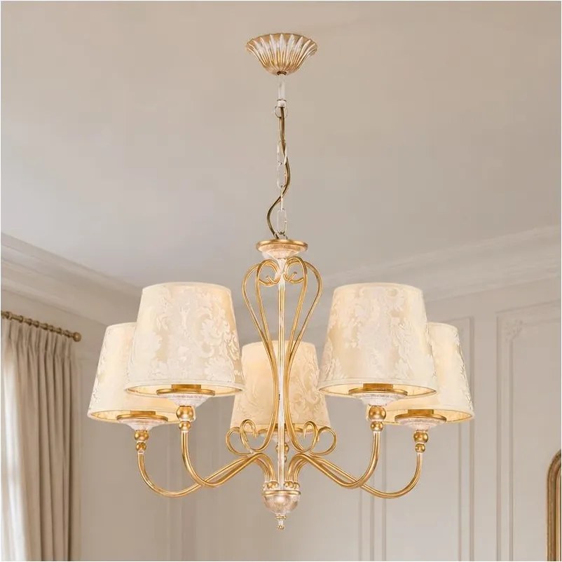 Brilagi - Lustru cu lanț SONIA 5xE27/15W/230V Ø 64 cm crem/patină