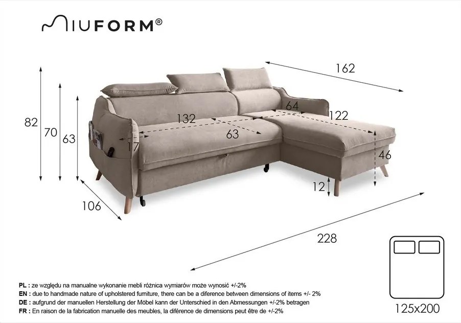 Colțar gri deschis extensibil cu tapițerie din catifea (cu colț pe partea dreaptă) Sweet Harmony – Miuform