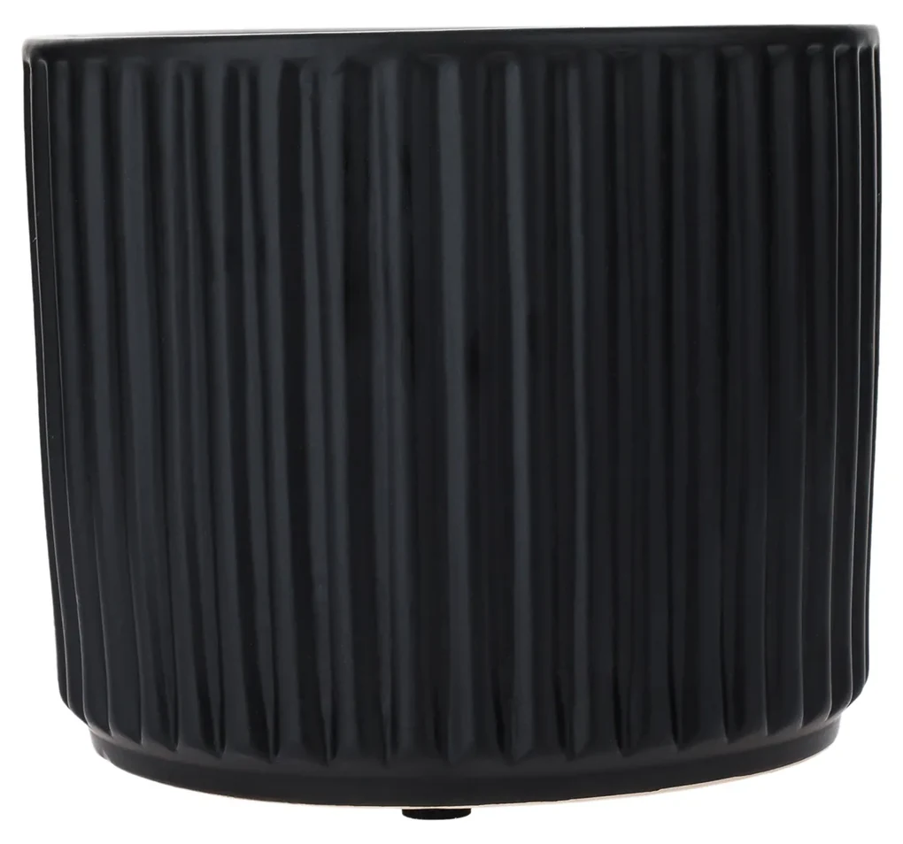 Ghivece de flori din ceramică, set de 2, negru mat, KELSO