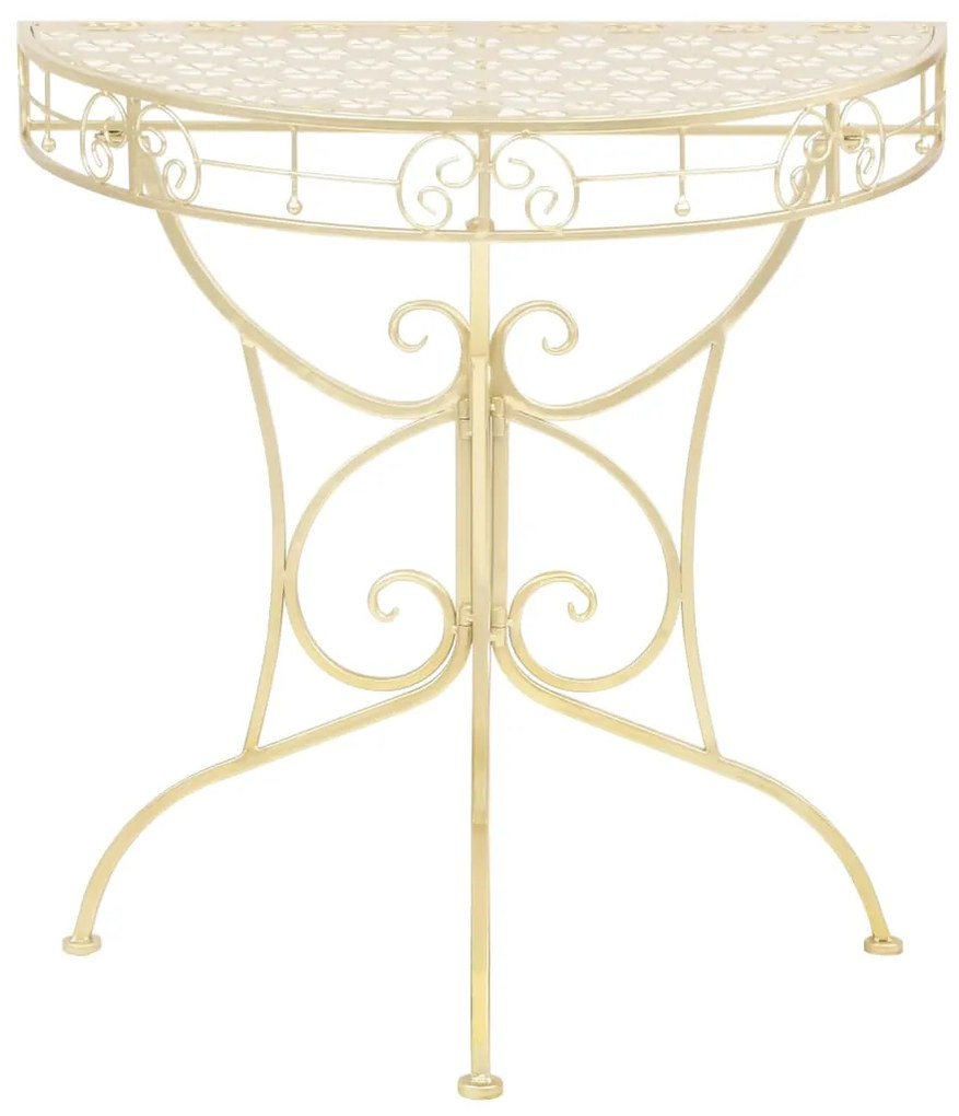 245930 vidaXL Masă laterală stil vintage semirotundă metal 72x36x74 cm auriu