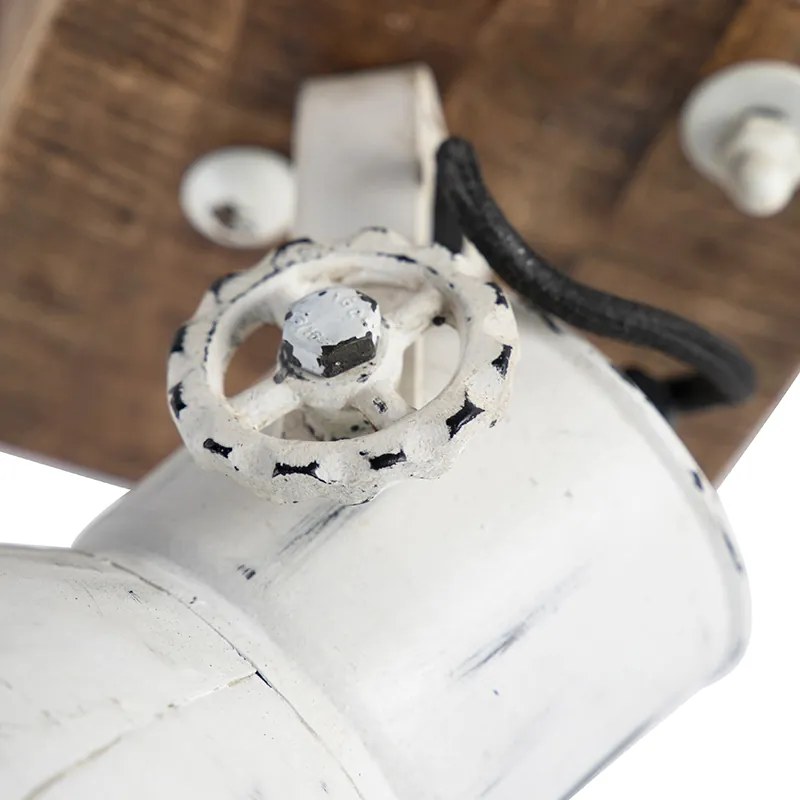 Spotlight industrial alb cu lemn de mango 18 cm - Mangoes