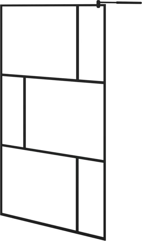 vidaXL Paravan de duș walk-in, negru, 115x195 cm, sticlă securizată