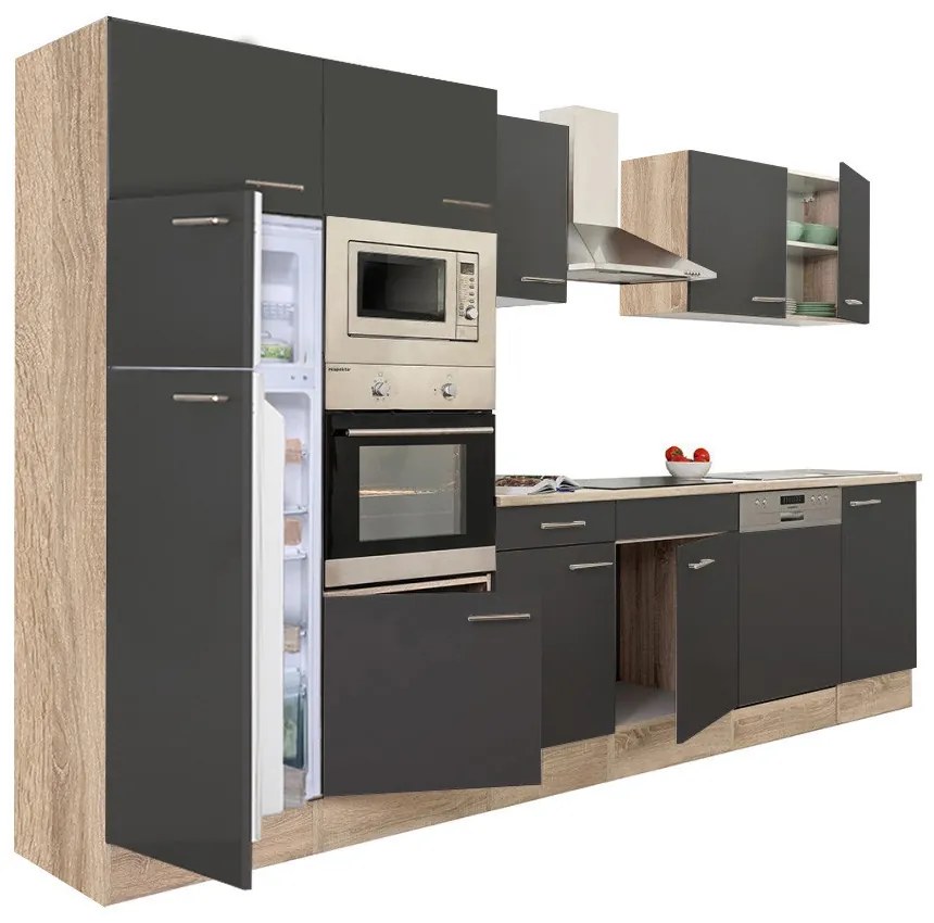 Mobilă de bucătărie Yorki 340, corp din stejar sonoma, cu față antracit satinat