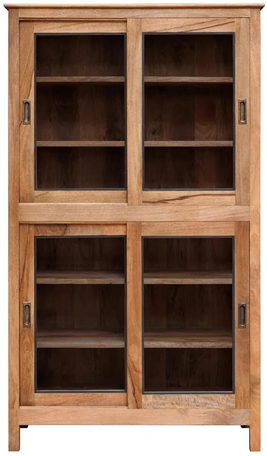 Vitrina din lemn reciclat si sticla, cu 4 usi glisante, Gustave