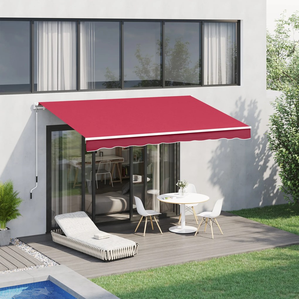 Perdea Parasole Rulou de Perete Impermeabil Outsunny Poliester, Bordeaux, 3x2.5m | Aosom Romania