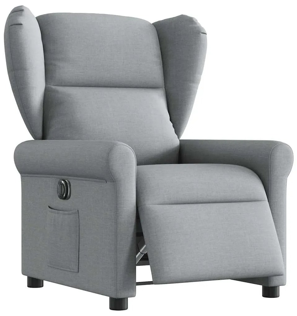vidaXL Fotoliu rabatabil electric, gri deschis, textil