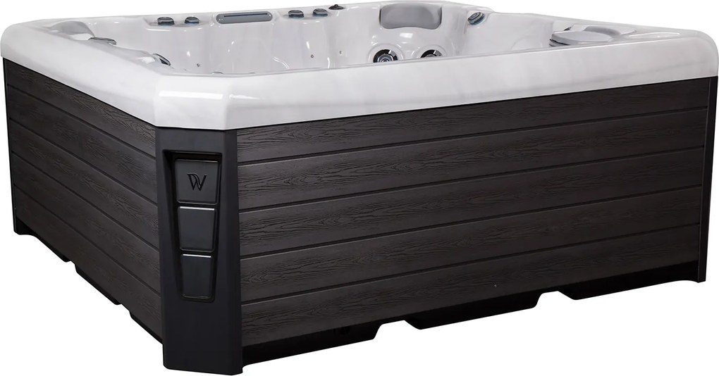 Minipiscina Malaga Life Deluxe alb lucios, Wellis, sistem stereo myMusic, 6 locuri, 218   218 cm