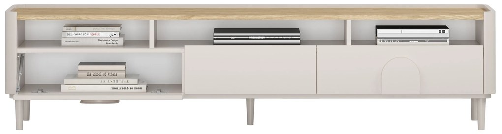 Comodă TV Amilio 200 cm cu sertare - cashmere / stejar uleiat / mânere cashmere