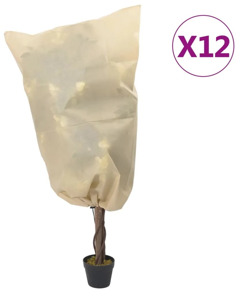 vidaXL Huse pentru plante din fleece cu șnur 12 buc. 70 g/m² 0,8x1,2 m