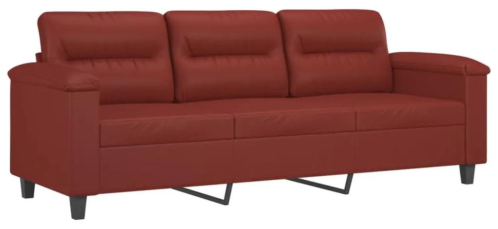 Canapea cu 3 locuri, rosu vin, 180 cm, piele ecologica Bordo, 210 x 77 x 80 cm