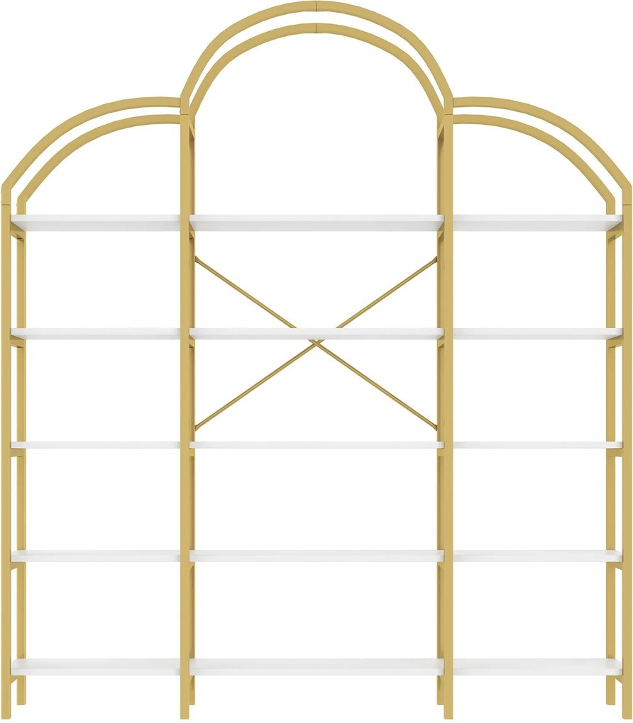 Raft în stil simplu, cinci straturi de depozitare, formă unică de nor, 170x26x190 cm, Aur + Alb