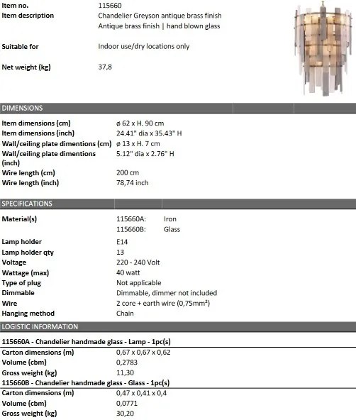 Candelabru dimabil design elegant LUX Greyson, alama antica 115660 HZ