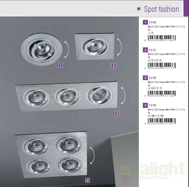 Spot directionabil, incastrabil, diam.9,2cm, Spot fashion 1116 RX