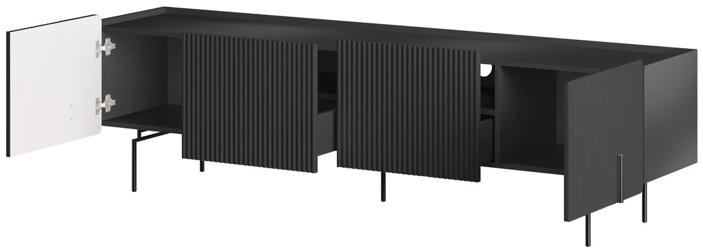 Dulap TV Malmi 200 cm - negru mat / picioare negre