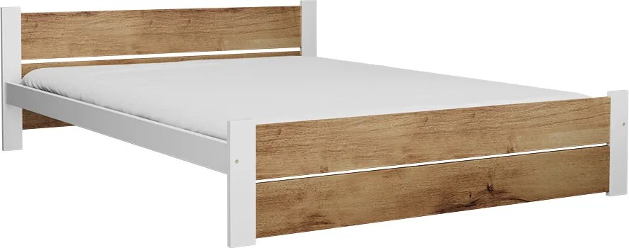 Pat IKAROS DOUBLE 160 x 200 cm, stejar artisan/alb Saltea: fara saltea, Somiera: cu somiera din laturi