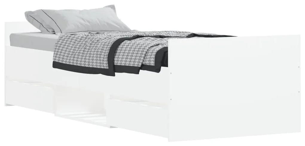 3203817 vidaXL Cadru de pat cu tăblie de cap/picioare, alb, 75x190 cm