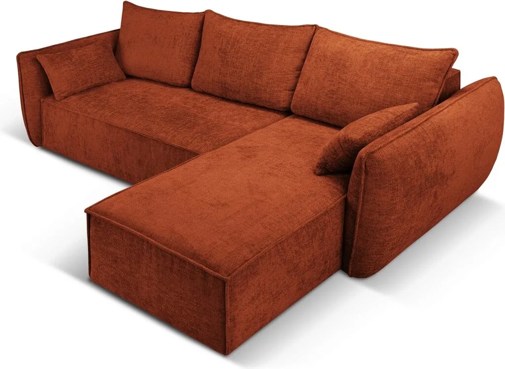 Coltar extensibil dreapta 4 locuri, Kaelle, Micadoni Home, BL, 252x165x87 cm, poliester chenille, caramiziu