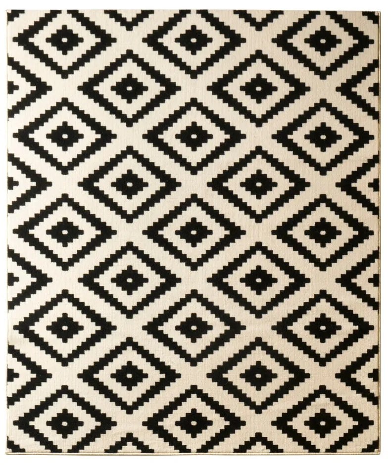 Covor Hanse Home Hamla Diamond Black, 200x290 cm, crem-negru