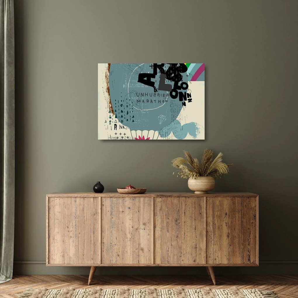 Tablou pe sticlă - Flying balon cu curcubeu (70x50 cm)