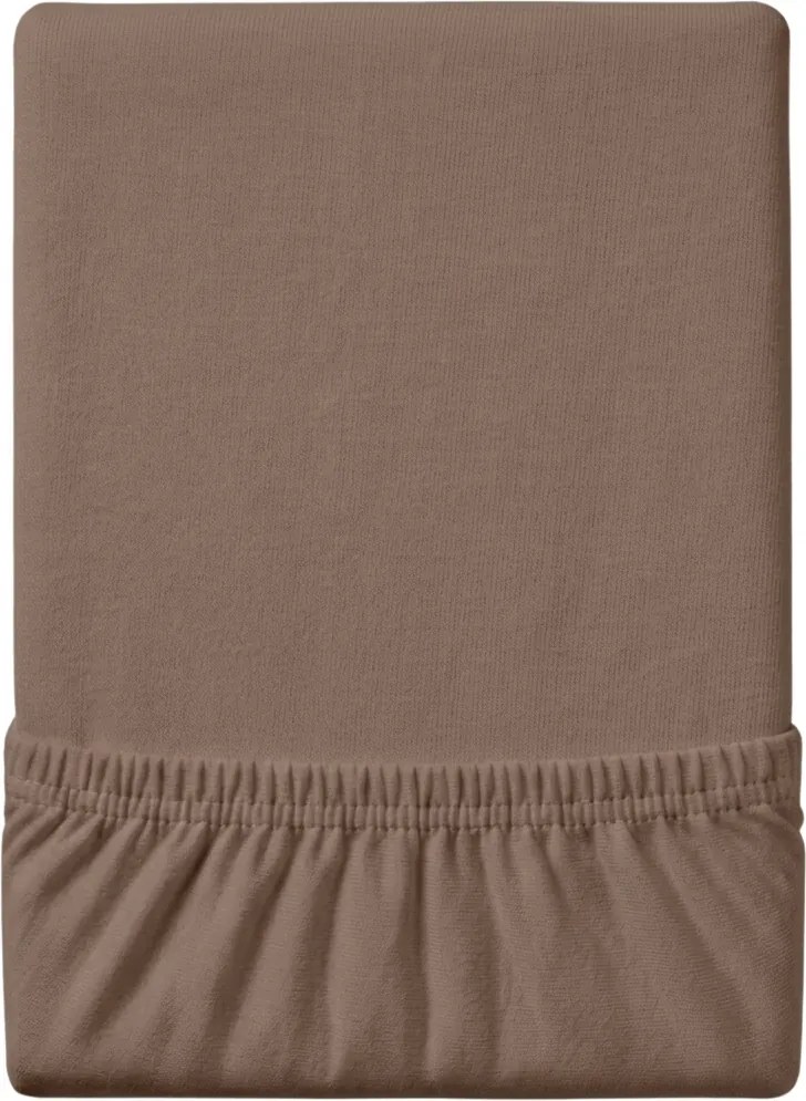 Cearsaf Jersey EXCLUSIVE cu elastic maro inchis 200 x 220 cm