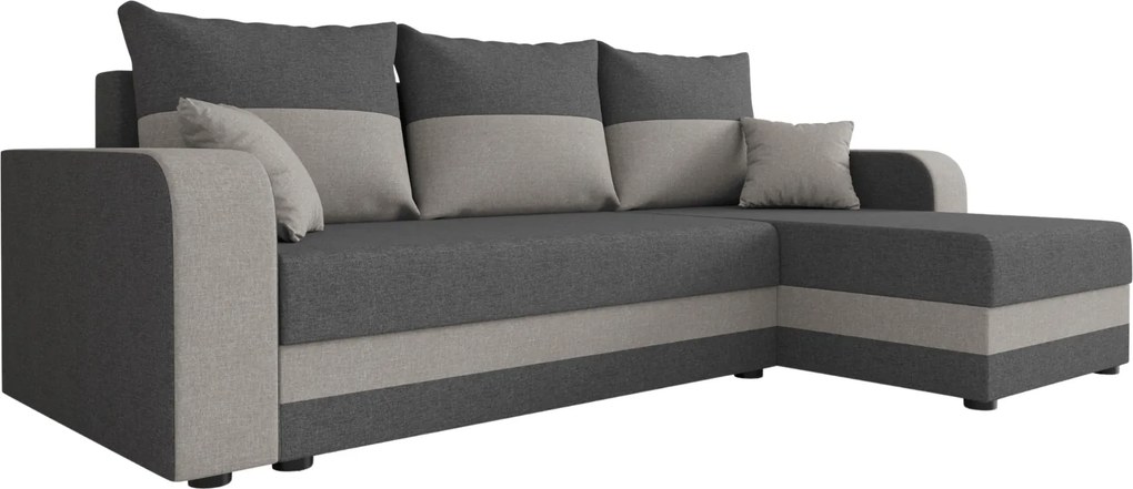Coltar extensibil de colt VALERIO, gri inchis/gri deschis, reversibil, 238x140 cm + 2 perne GRATUIT