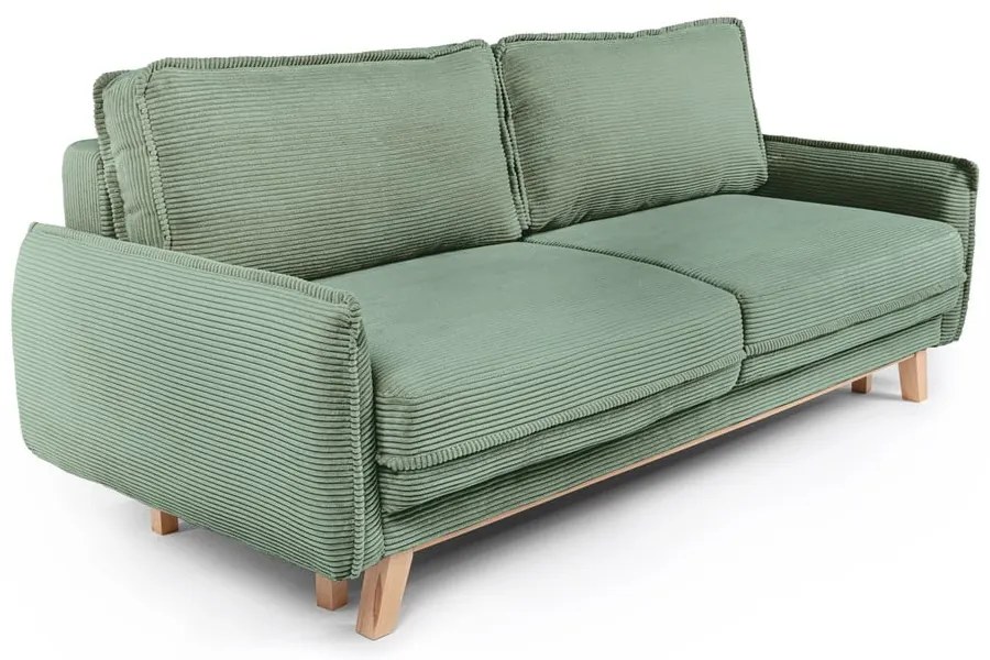 Canapea verde-deschis extensibilă cu tapițerie din catifea reiată 218 cm Tori – Bonami Selection