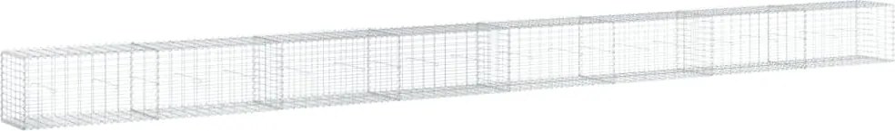 vidaXL Coș gabion cu capac, argintiu, 800x50x50 cm, fier galvanizat