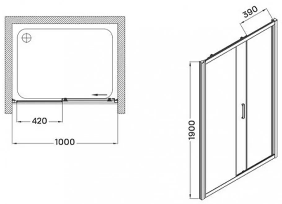 Ușă de duș glisantă Premier cu finisaj Easy Clean 100x190 cm