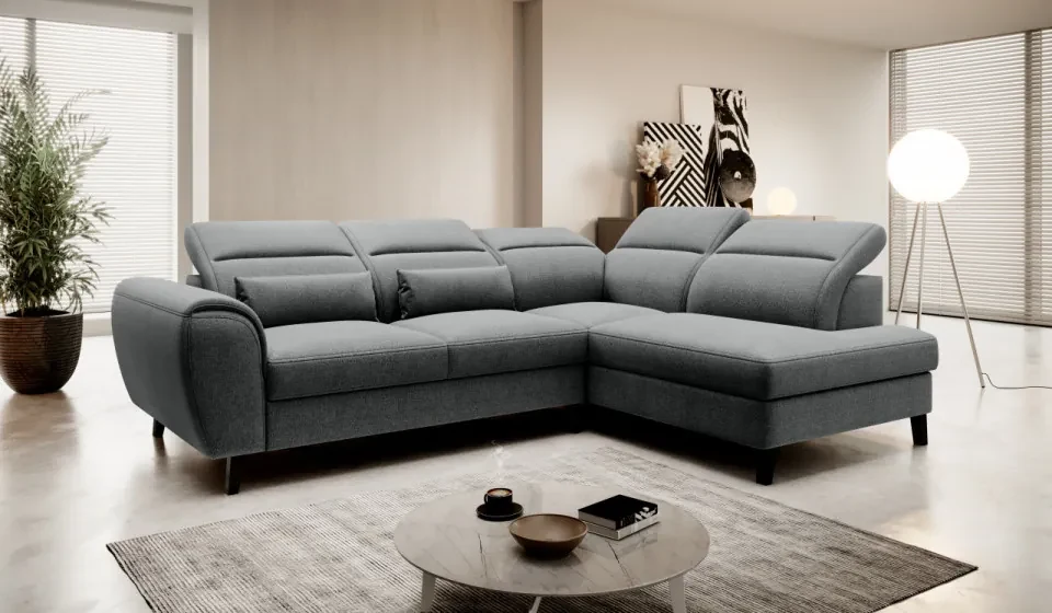 Coltar extensibil cu spatiu pentru depozitare, 255x201x100 cm, Noble R01, Eltap (Culoare: Gri inchis - Flores 4)