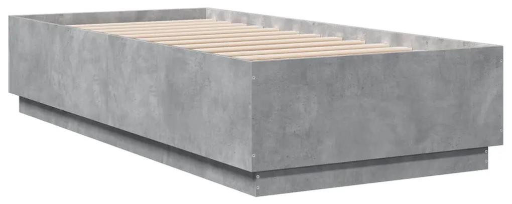 3209719 vidaXL Cadru de pat, gri beton, 100x200 cm, lemn prelucrat