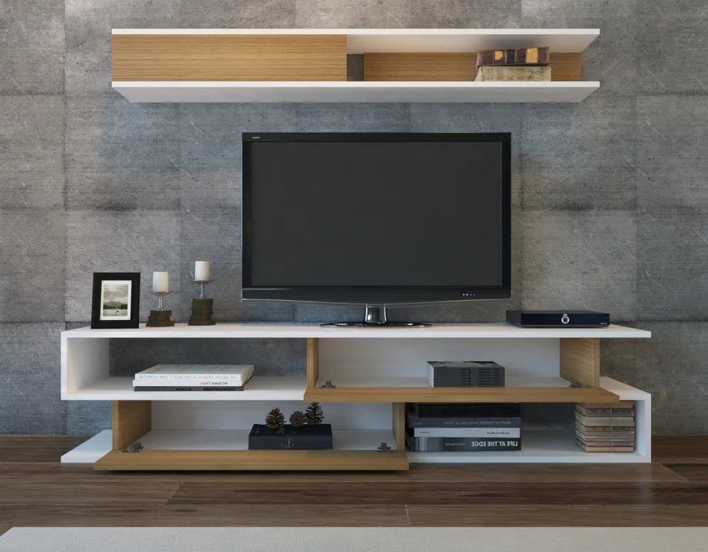 Ansamblu Comoda TV Sims Alb-Teak