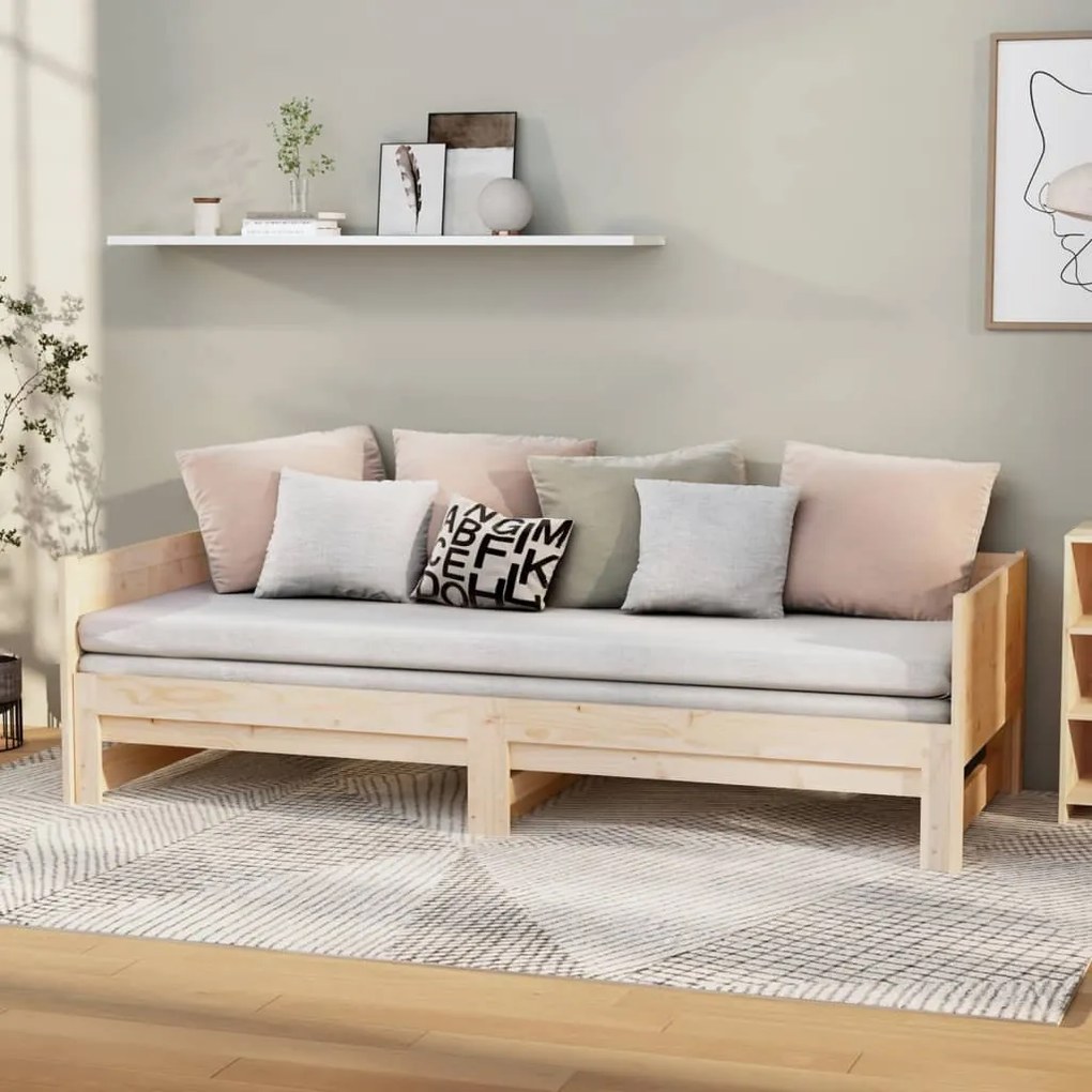 820257 vidaXL Pat extensibil de zi, 2x(80x200) cm, lemn masiv de pin