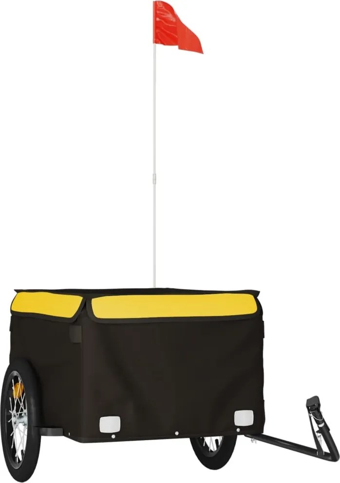 vidaXL Remorcă pentru biciclete, negru și galben, 45 kg, fier