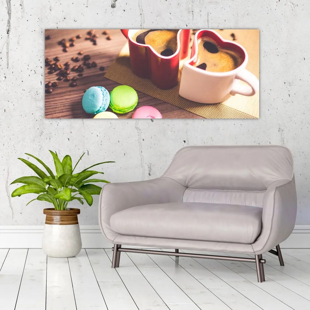 Tablou cu cafea și macarooni (120x50 cm)