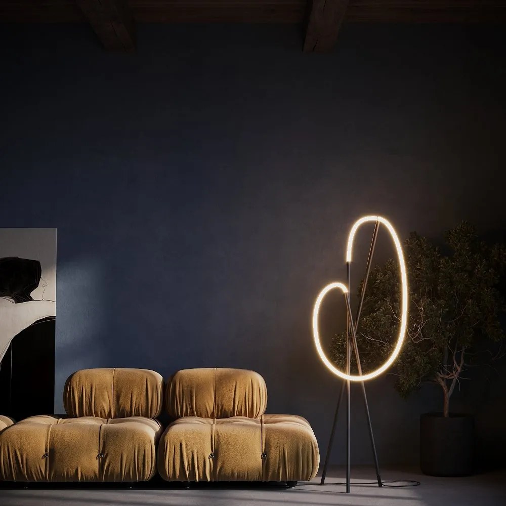 Lampadar, Lampa de Podea LED, Negru, Crochet