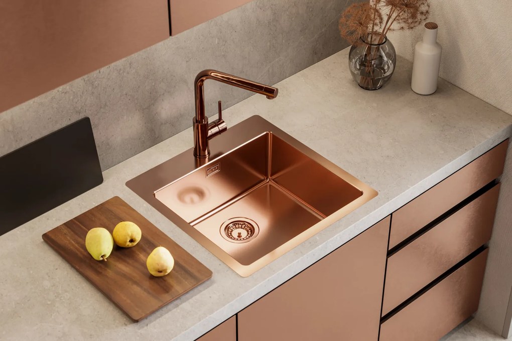 Baterie chiuveta cu capat extractibil, copper Cupru