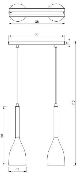 Lustră pe cablu MUZA 2xE27/60W/230V