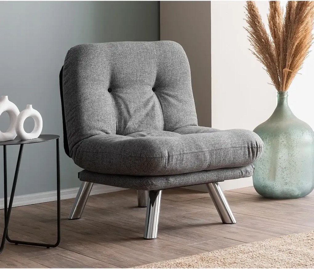 Set canapea extensibila 3 locuri si 1 fotoliu extensibila ,living, 180x110 cm – stofa, gri – Merburn