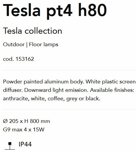 Stalp iluminat exterior design modern TESLA PT4 H80 ANTRACITE