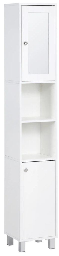 kleankin Mobila coloana baie dulap inalt 2 dulapuri 6 rafturi rafturi reglabile 30 x 28 x 180 cm alb | Aosom Romania