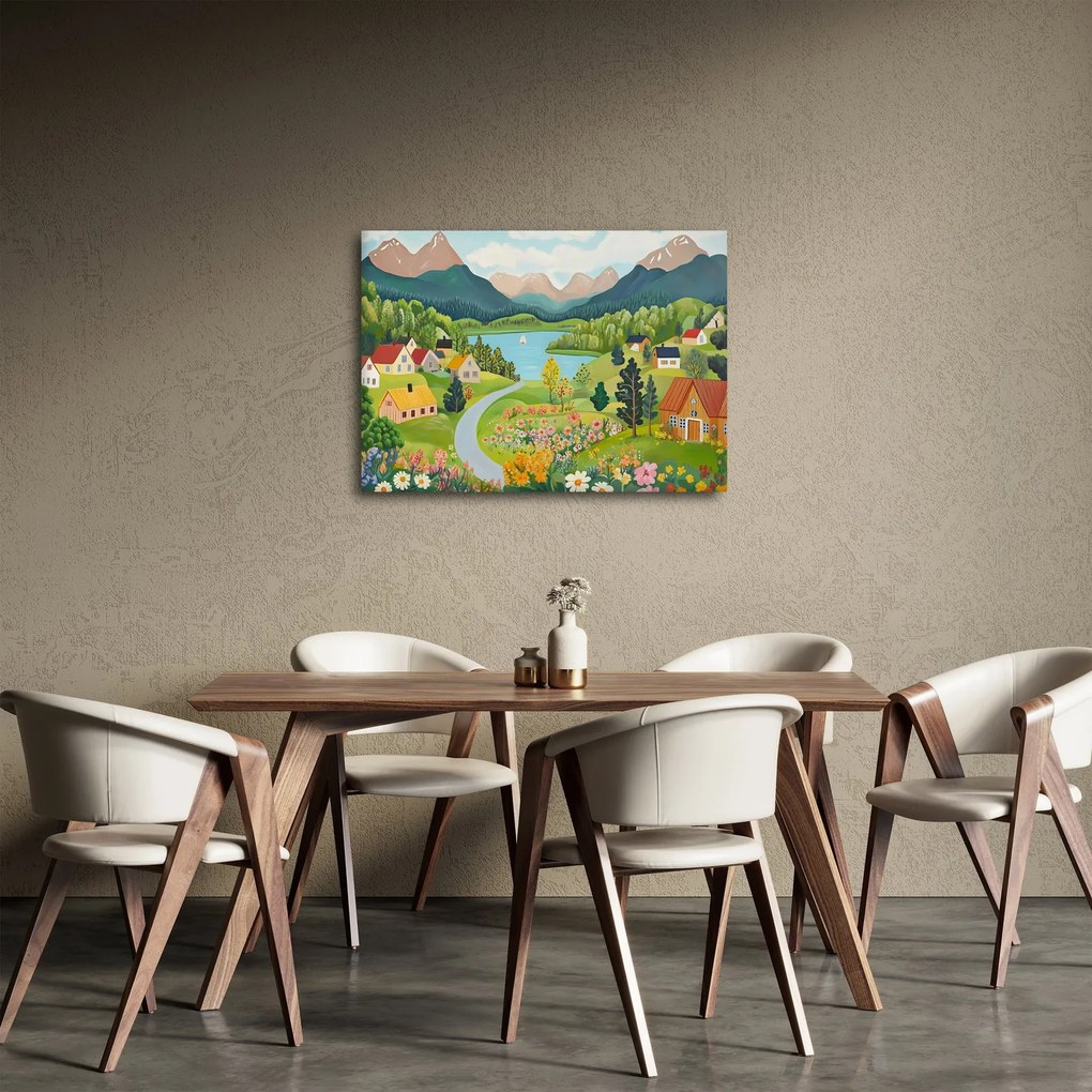 Tablou - Sat în Munți (70x50 cm)