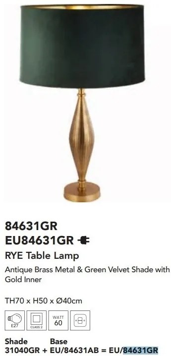 Veioza, Lampa de masa eleganta Rye verde